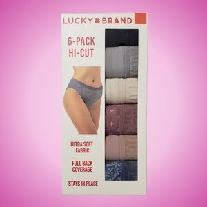 Lucky Brand Underwear Hi Cut Full Back Coverage Women Blue Multi 6 Pairs NWT